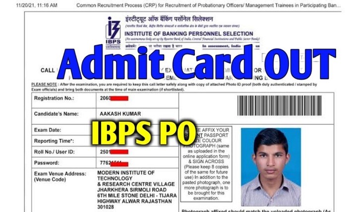 IBPS PO Prelims Admit Card 2022